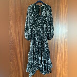 Soleil Black and White Floral Long Sleeve Maxi Dress